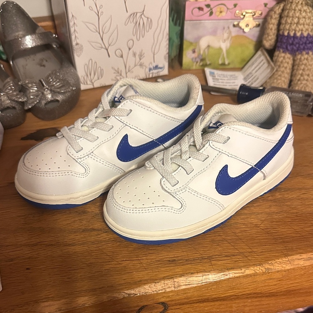 Nike Kids White and Royal Blue Sneakers